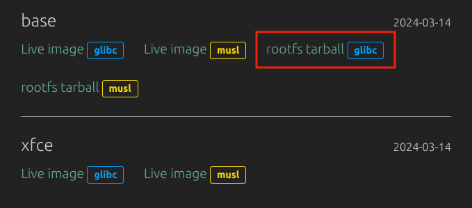 grabbing the rootfs tarball